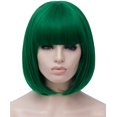 thumbnail image 1 of Pelucas verdes cortas para mujer, peluca de pelo Bob verde de 12 pulgadas con flequillo, N, 1 of 4