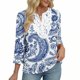 thumbnail image 5 of Eres Más Que una Camisa de Puntuación de Prueba Boho V-Cuello Encaje Corte 3/4 Manga Casual Resort Blusa, Mujer 3/4 Manga Tops Y Blusas, 5 of 9