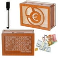 thumbnail image 2 of Pebbuoy Wood Money Box with Counter Marker Pen Large Capacity USD Euro Pounds Piggy Bank Coin Cash Container Kids Adults Money Saving Case Jar Christmas Gift, 2 of 7