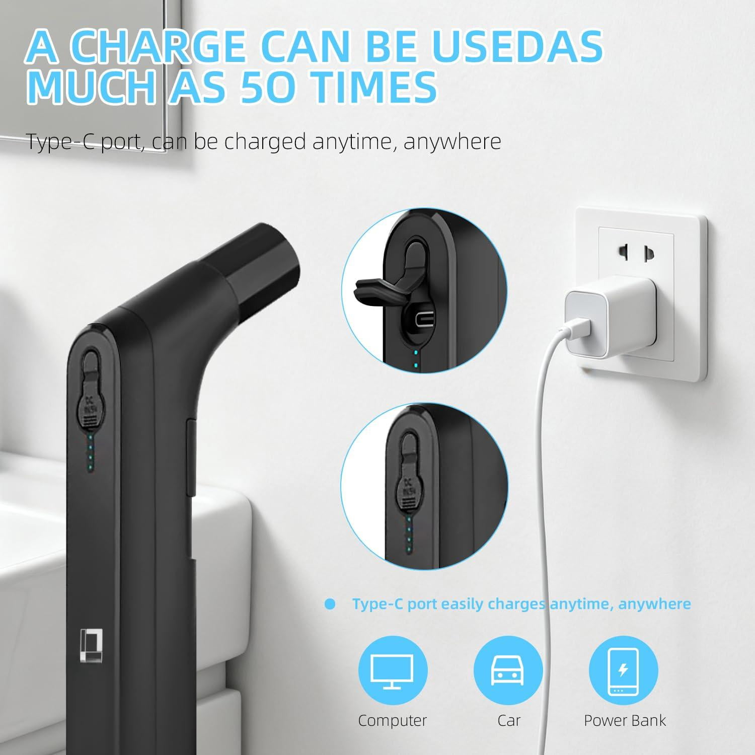 Electric Rechargeable Handheld Personal Travel Bidet Portable For Toilet Bathroom And Outdoor Hiking Strong - Soft Options Refreshing Clean With 2.3l Water Storage (black 2.3l)