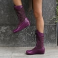 thumbnail image 4 of Viluyesy Womens Western Boots, Mid-Calf Retro Embroidery Lace Up Fashion Hidden Heel Cowgirl Boots Purple, 4 of 9