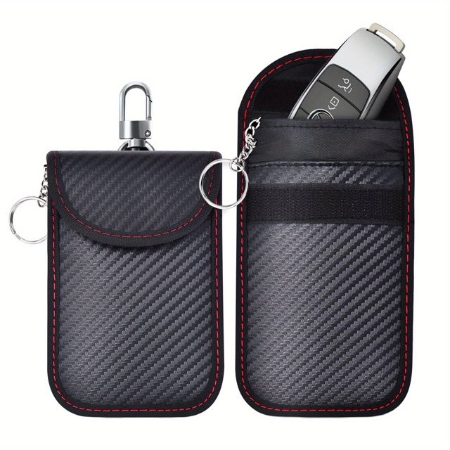 HLONK Small Pouch with Hook Securing Keyring Signal Blocking Faraday Bag for Car Keys Anti-theft Remote Entry