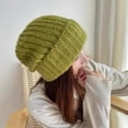 thumbnail image 3 of Opvise Knitted Hat Baggy Slouchy Ribbed Flanging Stretchy Keep Warm Solid Color Autumn Winter Women Men Fashion Beanie Cap for Outdoor Yellow, 3 of 8