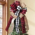 thumbnail image 2 of Carolilly Carolilly Christmas Tree Topper - Buffalo Plaid Red Black Burlap Decorative Bow-Knot - Rustic Farmhouse Xmas Decorations Home Decor - Handmade, 2 of 6