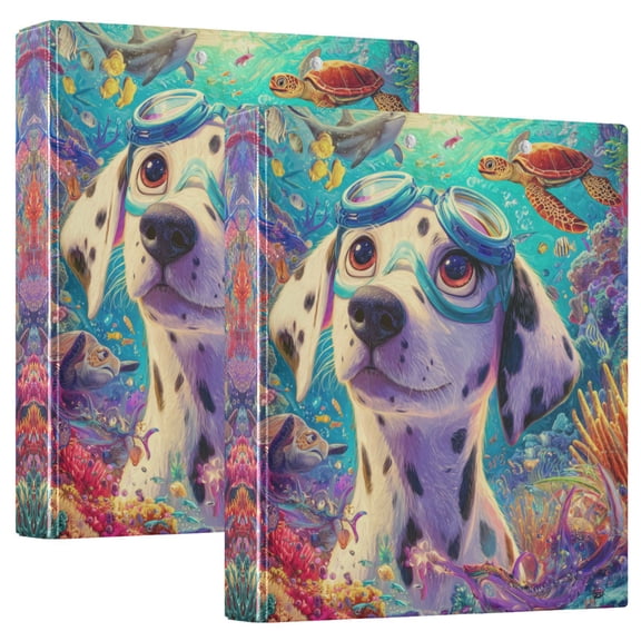 Waterproof PVC Round Ring Binder - D-Rings Clipboard, 200 Page Capacity (1 or 2-Pack), Ideal for Office , Home and School，A Cute Dalmatian Puppy