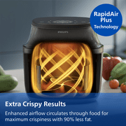 Philips 3000 Series Airfryer with Window, 7.6 Qt (7.2L) Capacity, Black, Silver Handle