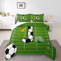 Homewish Cartoon Monogrammed J Queen Comforter Set, Cartoon Football Soccer Bedding Sets, Teens Kids Boys Girls Reversible Bedding Comforter Set, Ultra Soft Bedroom Decor, 3-Piece