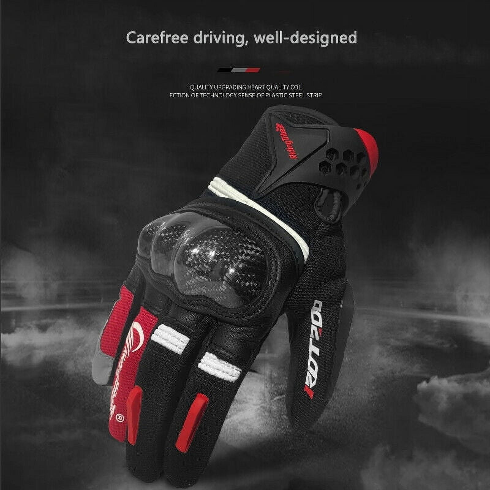 Sheepskin Motorcycle Gloves for Men, Touchscreen Motorcycle Riding Full Finger Gloves for Motocross Motorbike Dirt Bike Bicycle Racing ATV UTV