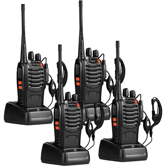 Rechargeable Walkie Talkies Long Range, 2-Way Radios Walkie Talkies for Adults with Earpieces, Walky Talky with Li-ion Battery Flashlight and Charger(4Pack)