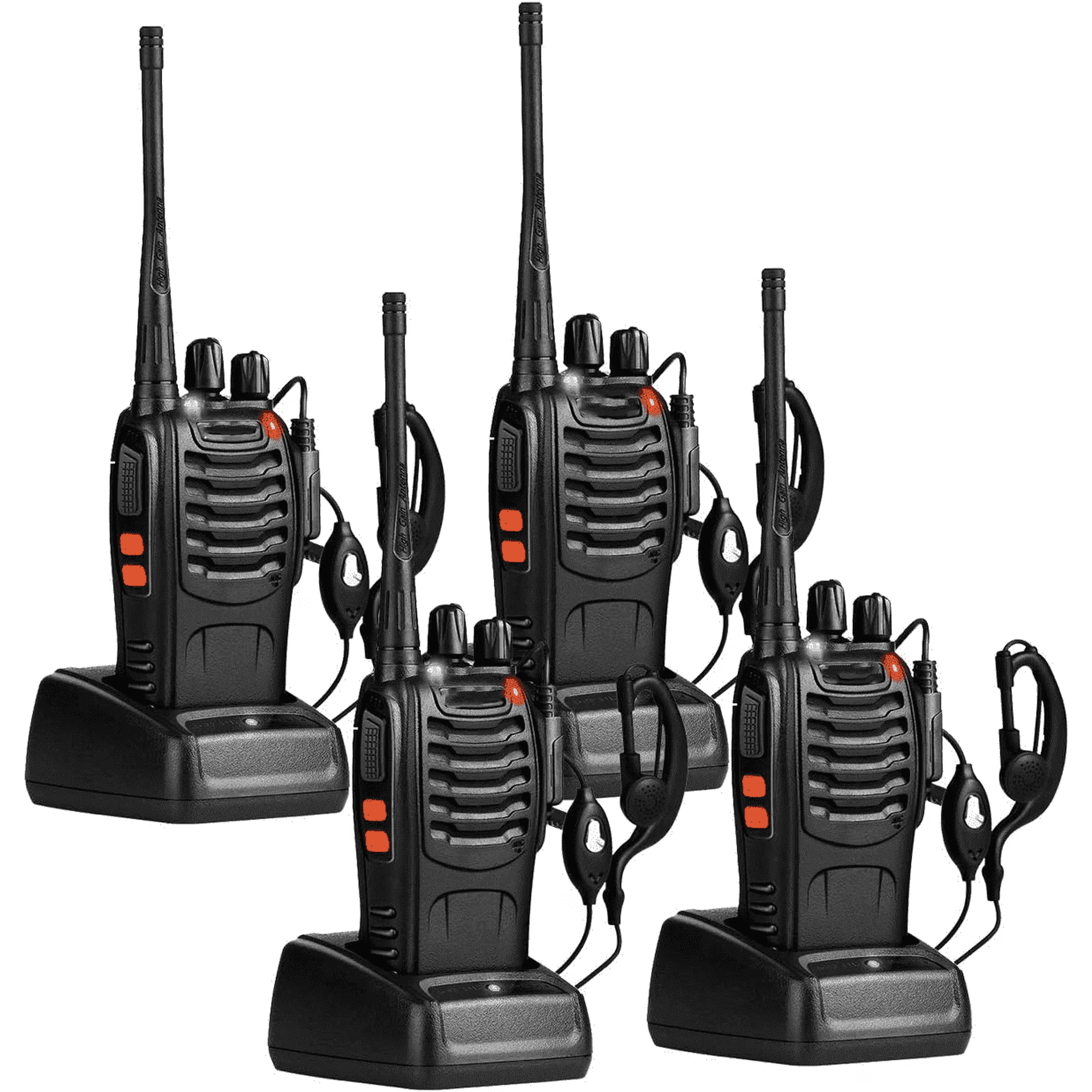 Rechargeable Walkie Talkies Long Range, 2-Way Radios Walkie Talkies for Adults with Earpieces, Walky Talky with Li-ion Battery Flashlight and Charger(4Pack)