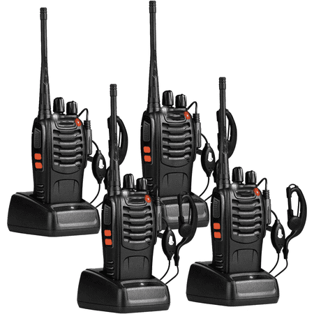 Rechargeable Walkie Talkies Long Range, 2-Way Radios Walkie Talkies for Adults with Earpieces, Walky Talky with Li-ion Battery Flashlight and Charger(4Pack)