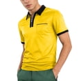 thumbnail image 3 of Hearthz Polo Shirts Men with Pocket Quarter Zip Men's Short-Sleeve Shirt Casual Slim Fit Lapel Collar Workout Shirts Men ,Yellow XXL, 3 of 9