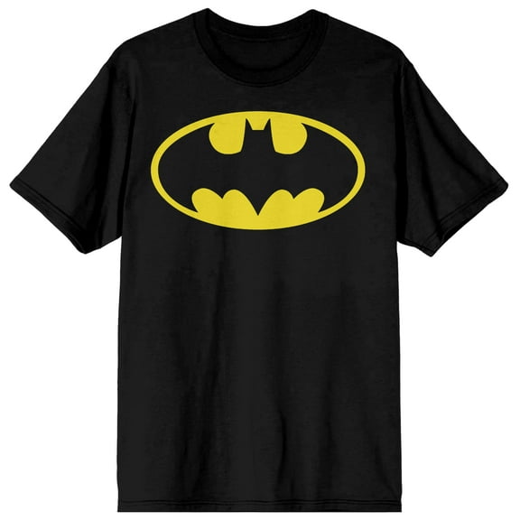 Yellow Batman Logo Men's Black T-shirt-Medium