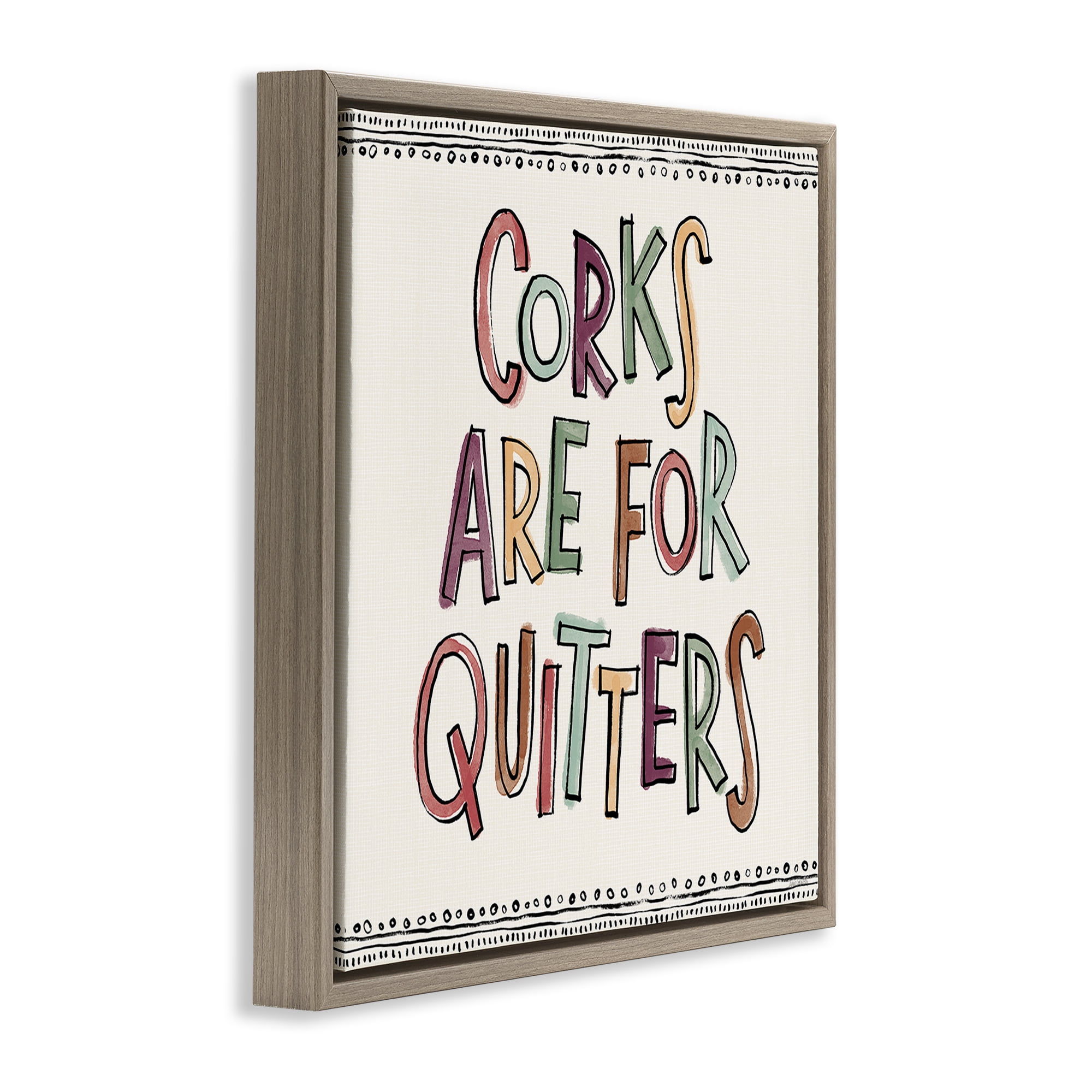 Stupell Industries Corks For Quitters Food & Beverage Painting Brown Floater Framed Canvas Art Print Wall Art, 18 x 18