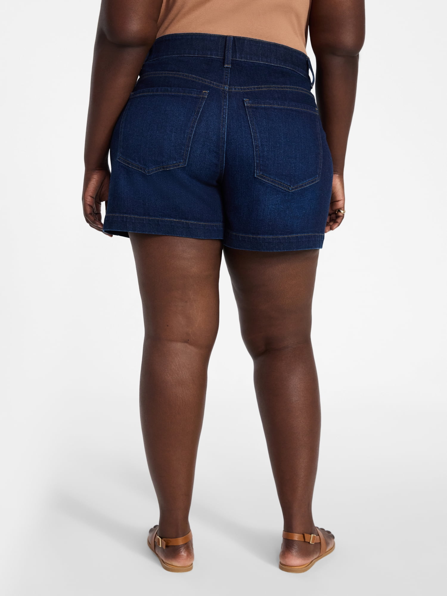 Terra & Sky Women's Plus High Rise A Line Denim Shorts, 5" Inseam, Sizes 16W-26W