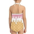 thumbnail image 5 of FOR U DESIGNS Adorable One Piece Halter Swimsuit Juniors Ice Cream Kids Girls Sleeveless Swimwear for Age 9-10 Fashion Off Shoulder Bathing Suit, 5 of 6