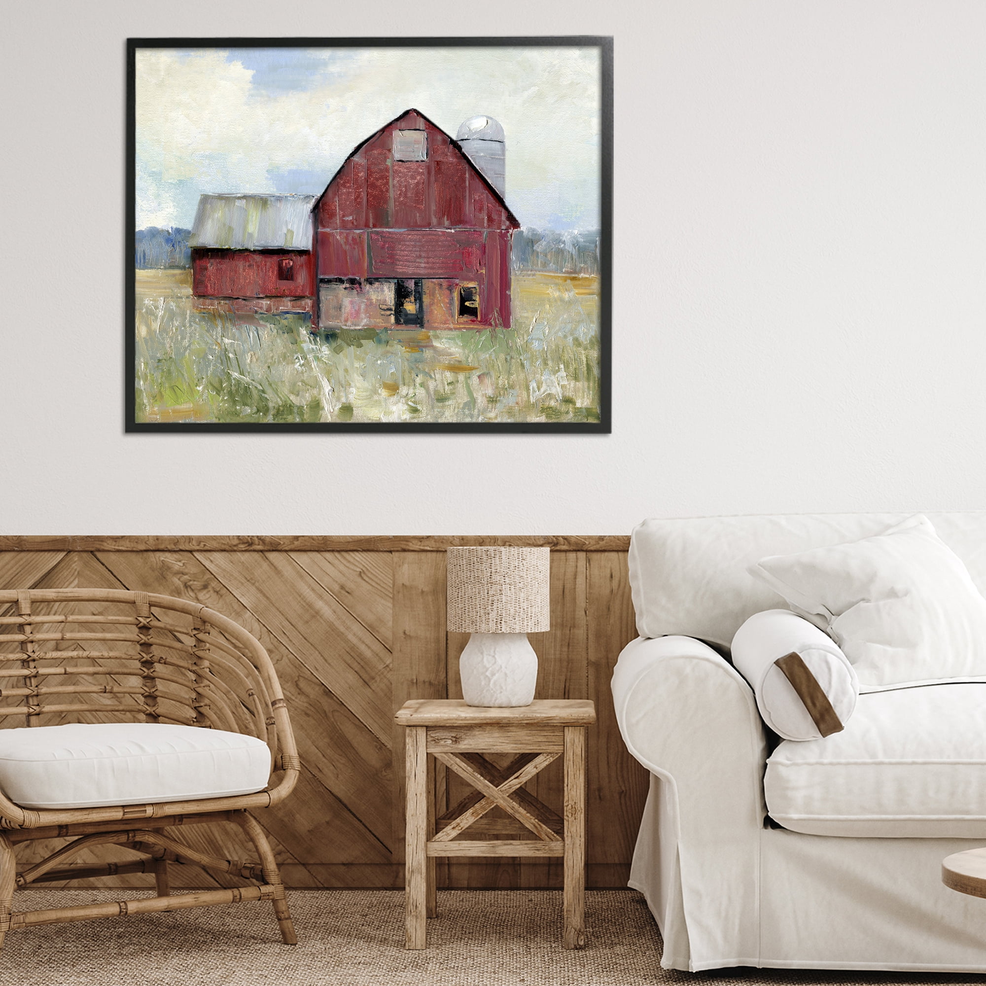 Stupell Industries Red Rugged Barn Black Framed Giclee Art, design by Sally Swatland