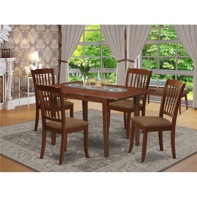 East West Furniture 5 Piece Norfork Dining Set Mahogany