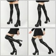 thumbnail image 4 of Himition 1 Pair of Delicate Autumn Winter Boots Exquisite Female Thick Heel Boots (Black), 4 of 6