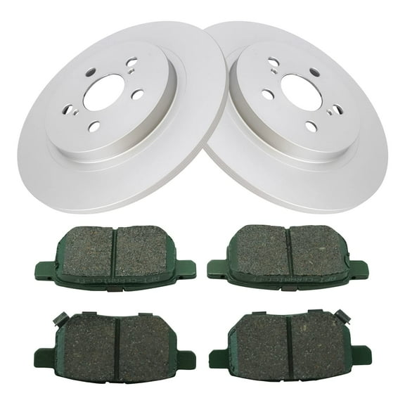 TRQ Rear Brake Pad & Rotor Kit Brake Pads Brake Rotor Ceramic Solid Premium G-Coated Fits Select 2011-2017 Lexus CT200h