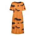 thumbnail image 6 of Women's Halloween Print Casual Dress, Round Neck with Pockets Design , Comfortable Relaxed Fit Fabric for Everyday Wear, Halloween Themed Dress for Women Saffron B 3XL, 6 of 6