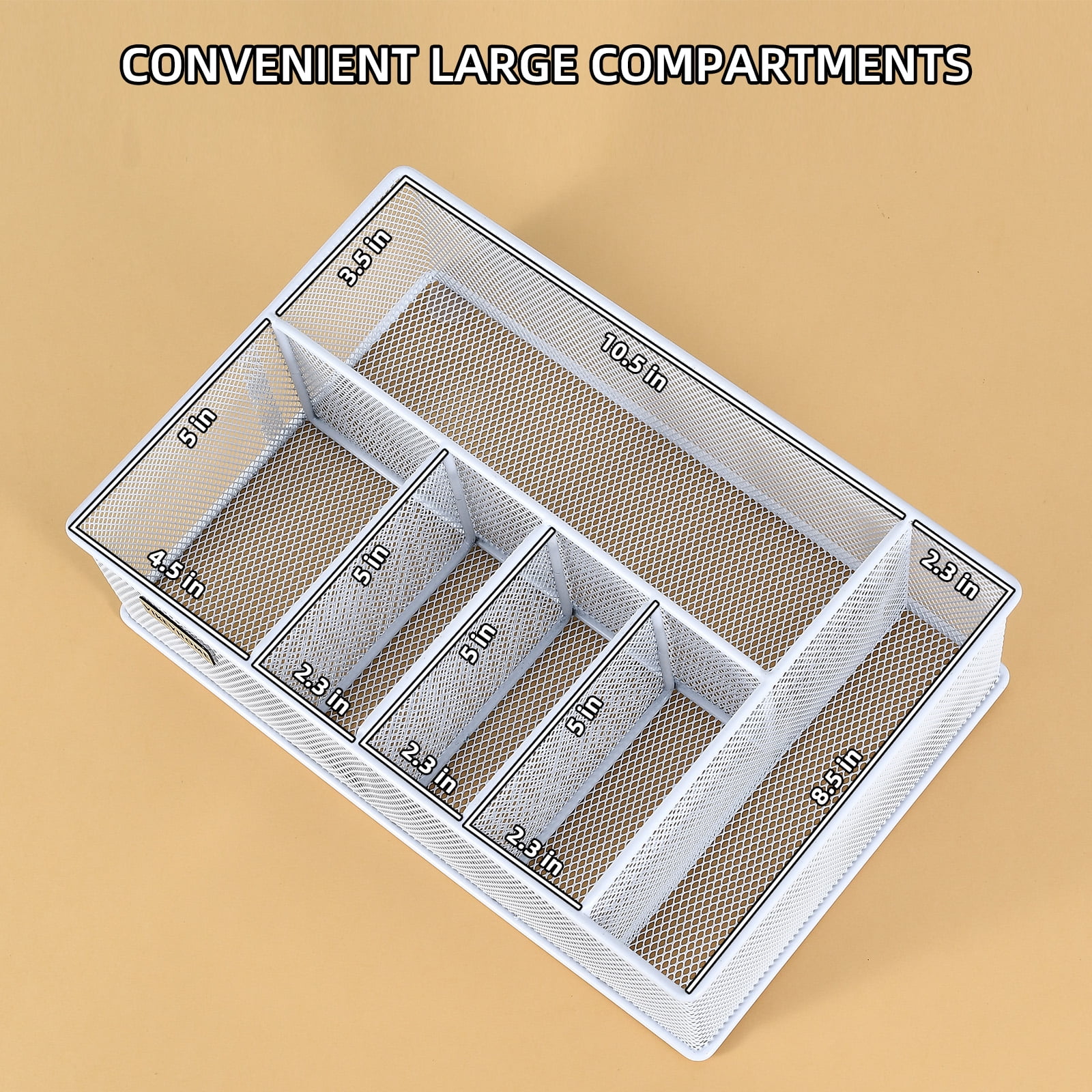 Paper Plate Organizer for Countertop, Metal Silverware Caddy with 6 Compartments for Plate, Cup, Napkin, Paper Plate and Utensil Holder Caddy for Party, Camping, Picnic