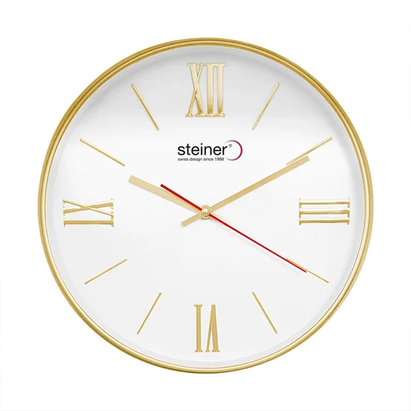 Reloj De Pared Elegante Steiner Análogo Números Romanos 30 cm White & Rose Gold
