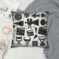 thumbnail image 2 of Hand Drawn Throw&nbsp;Pillow&nbsp;CoverMovie Camera Pillow&nbsp;Cover Drinks Clapboard Ticket Cushion&nbsp;Cover for Kids Boys Cushion Case, 2 of 5