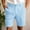 Light Blue, variant on CaiJunJia George Men's Flat Front Shorts Cotton Linen Button Up Closure Elastic Waist Summer Beach Shorts Regular Fit