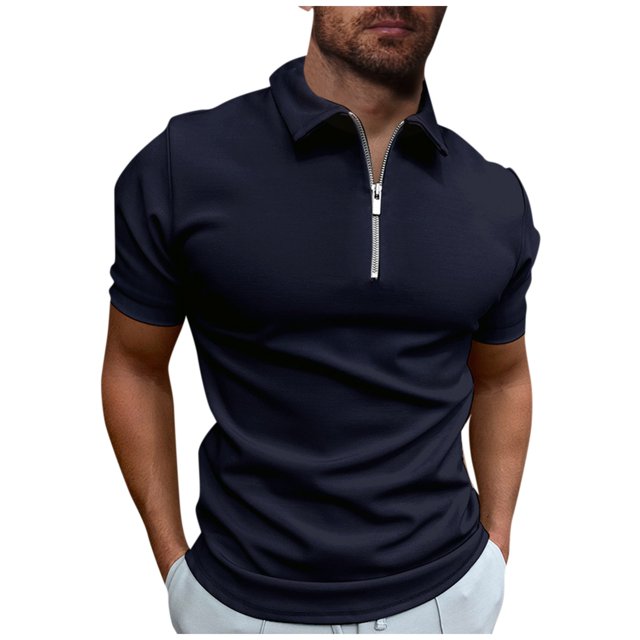 Summer Men's Sports Short Sleeve Golf Youth Men's Zipper Casual Top 5XL