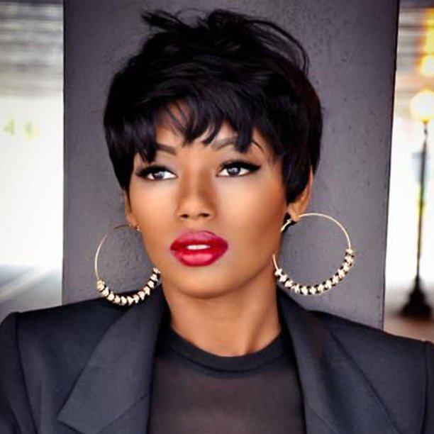 Creamily Short Wigs for Black Women Synthetic Black Pixie Cut Wigs