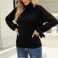 thumbnail image 2 of Suéter de punto para mujer, suéter de cuello alto de punto para mujer, suéter de punto con mangas acampanadas, suéter de cuello alto para mujer, tecnología de vanguardia, 2 of 6