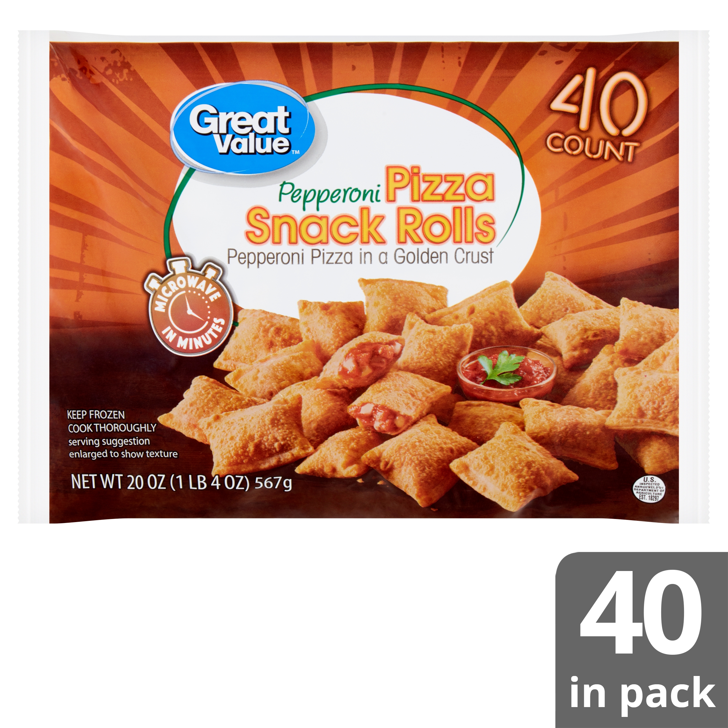 Great Value Pepperoni Pizza Snack Rolls 40 Count 20oz Walmart Com Walmart Com