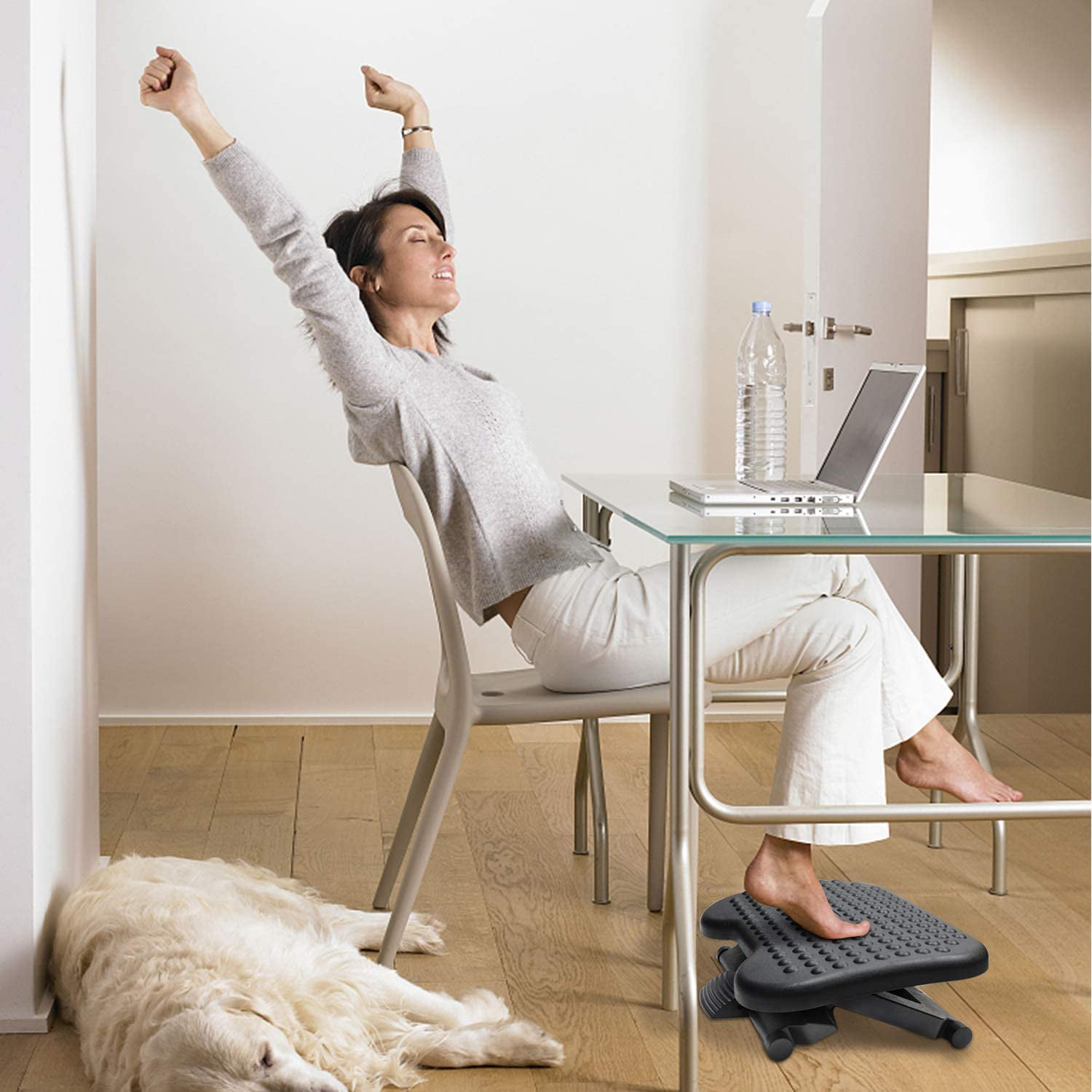 HUANUO Adjustable Under Desk Footrest Ergonomic Foot Rest with 3 Height Positi 