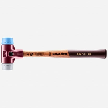 UPC: 4030618300601 | Halder Simplex Mallet with Soft Blue Rubber/Grey Rubber Inserts and Cast Iron Housing  1.18  / 11.99 oz.