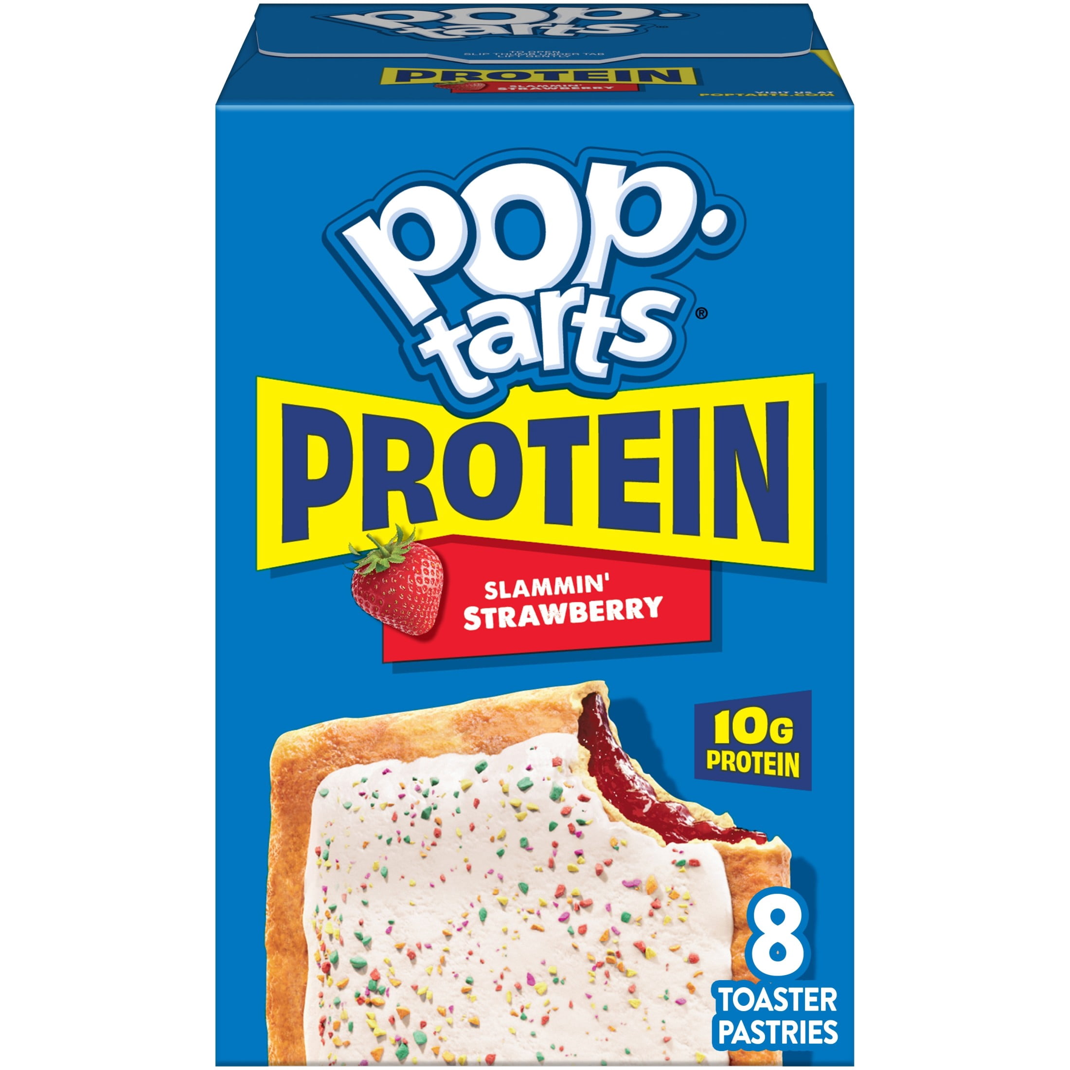 (12 pack) Pop-Tarts Protein Toaster Pastries, 10g Protein, Slammin' Strawberry, 14.3oz Box (8 Pop-Tarts)
