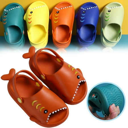 

Cartoon Shark Waterproof Slippers for Kids Non-Slip Sandals Summer Beach Home Slippers for Garden Bathroom Walk