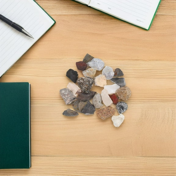 OFFIGAM 24Pcs Teaching Ores Mineral Sample Box For Science Exploration And Geology Activities