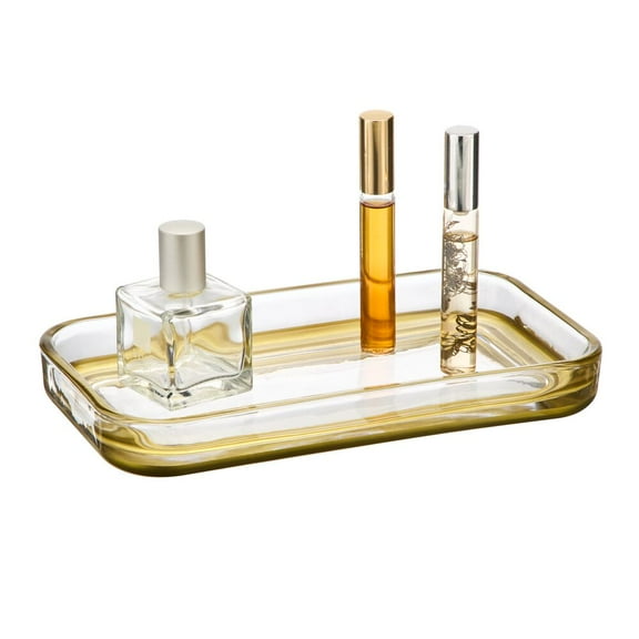 Glass Vanity Tray for Bathroom or Vanity Storage - Holds Cosmetics, Makeup Brushes, Jewelry, Soap, and Room Sprays