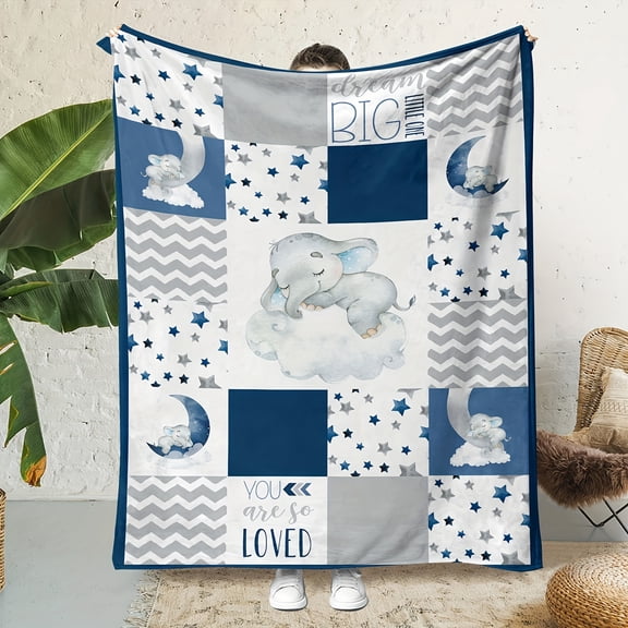 1 elephant printed flannel blanket for seasonal warmth comfort and softness