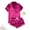 Hot Pink, variant on Xunmmm Womens Satin Pajamas Sets Short Sleeve Button Down Shirt and Short Set Sleepwear 2 Piece Shorts Set Loungewear
