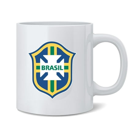 

Brazil Futbol Soccer National Team Football Crest Ceramic Coffee Mug Tea Cup Fun Novelty Gift 12 oz