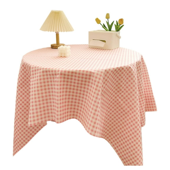 Anuirheih Round Tablecloth, 55inch Washable Table Cover for Wedding Party Dining Banquet Restaurant, Light-Pink