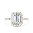 thumbnail image 4 of Rosec Jewels Certified Moissanite Emerald Cut Engagement Ring with Halo - 2 Carat Moissanite Ring - 7X9 mm, D-VS1 Quality, 18K Yellow Gold, US 3.00, 4 of 8