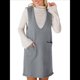 thumbnail image 3 of Vestido Corto de Punto Liso Sin Mangas con Cuello en V y Bolsillos para Mujer Gris Oscuro XL, 3 of 10