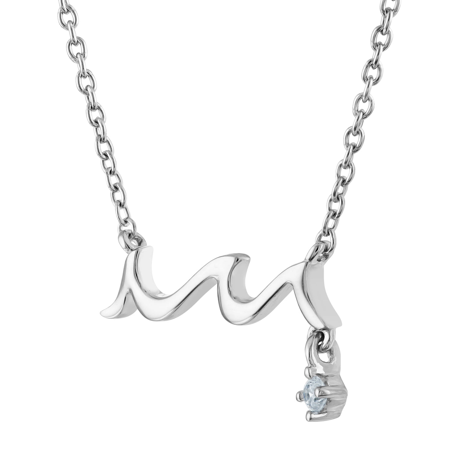 Brilliance Fine Jewelry Sterling Silver and Genuine Diamond Accent Wave Necklace