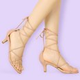thumbnail image 2 of Sandalias de Tiras con Tacón de Gatito Allegra K Cordón Arriba para Mujer Marrón 41, 2 of 7