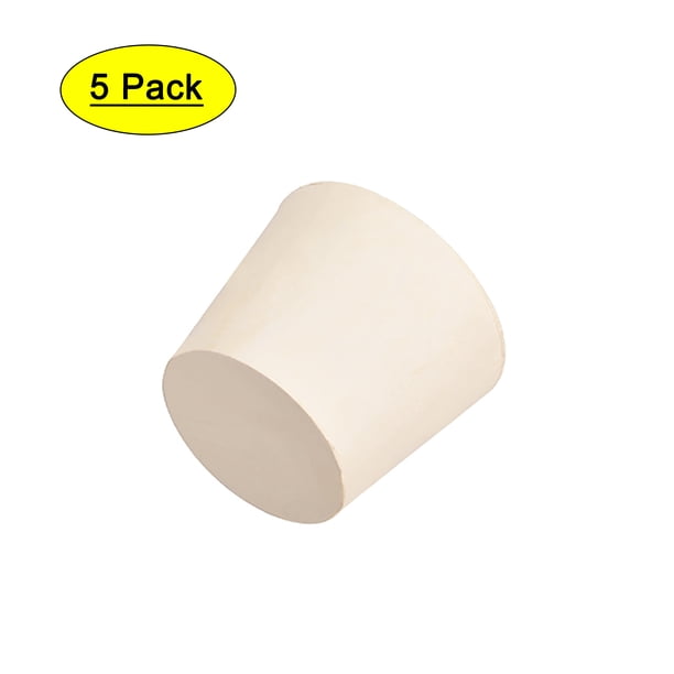 Tapón de Caucho Sólido en Forma Cónica Blanco para Tubo de Laboratorio Tamaño 7 5Pcs