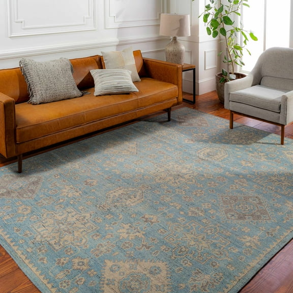 Hauteloom Macmerry Wool Living Room, Bedroom Area Rug - Traditional - Beige, Black, Blue - 10' x 14'