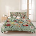 thumbnail image 3 of King Quilt Set 96''x106'', Sage Green Floral Lightweight Summer Bedspread Coverlet Set with 2 Pillow Shams, Spring Flowers Leaves Farmhouse Breathable All Season Quilt Bedding for Bedroom/Guest Room, 3 of 9